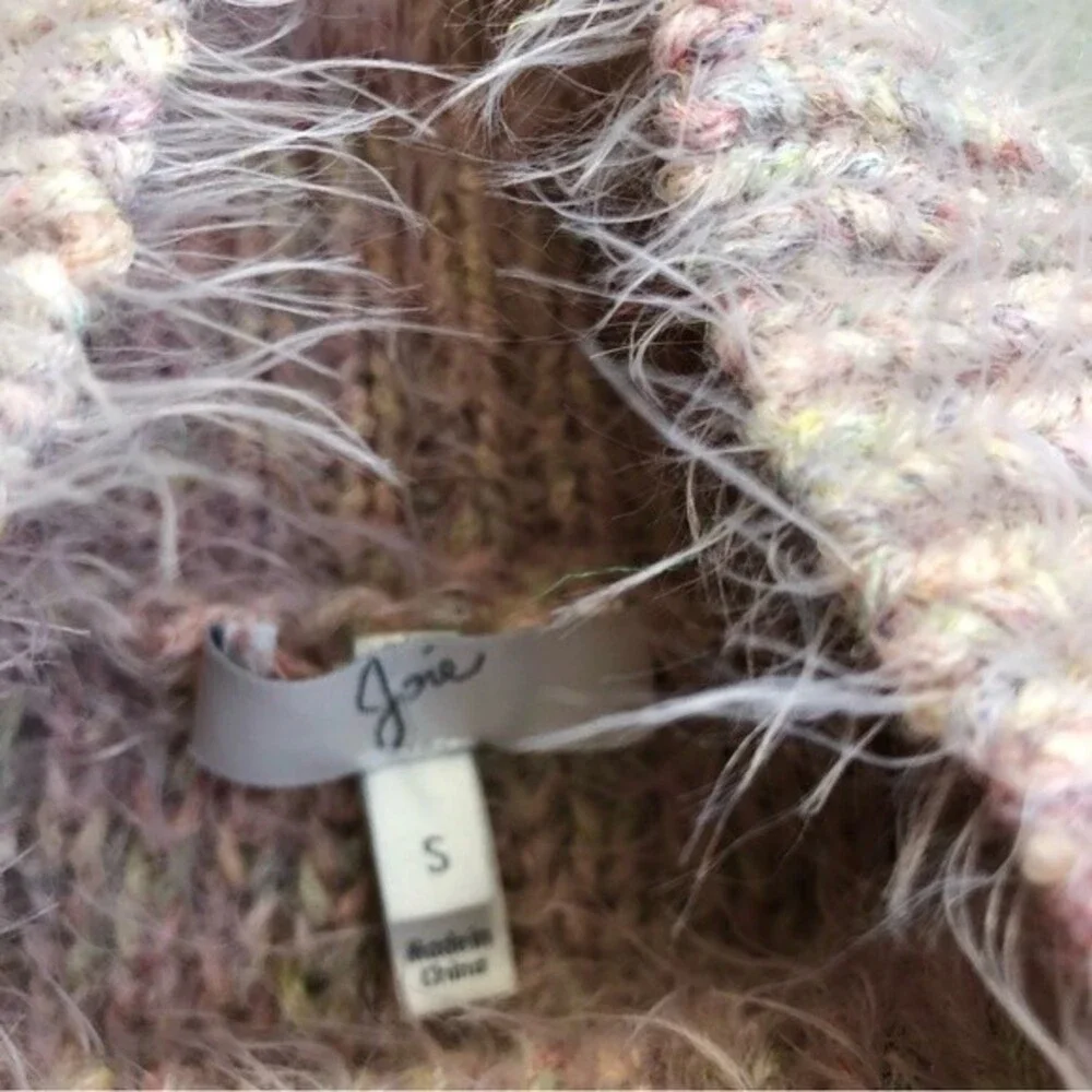 Joie Markita Sweater Funnel Neck Eyelash Pink Blush Neutral Alpaca Blend S